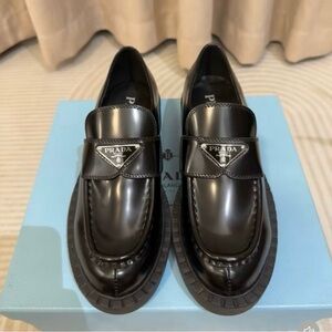 Prada Women's Black Shiny Loafers